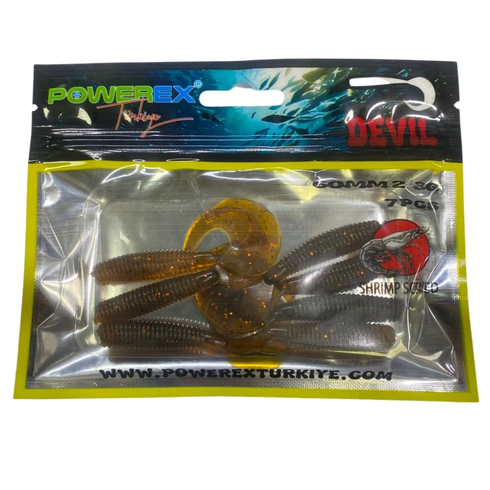 Devil Kurt 60mm 2.3gr Karides Kokulu 7li Paket Suni Yem 8307 7 ADET görsel 2