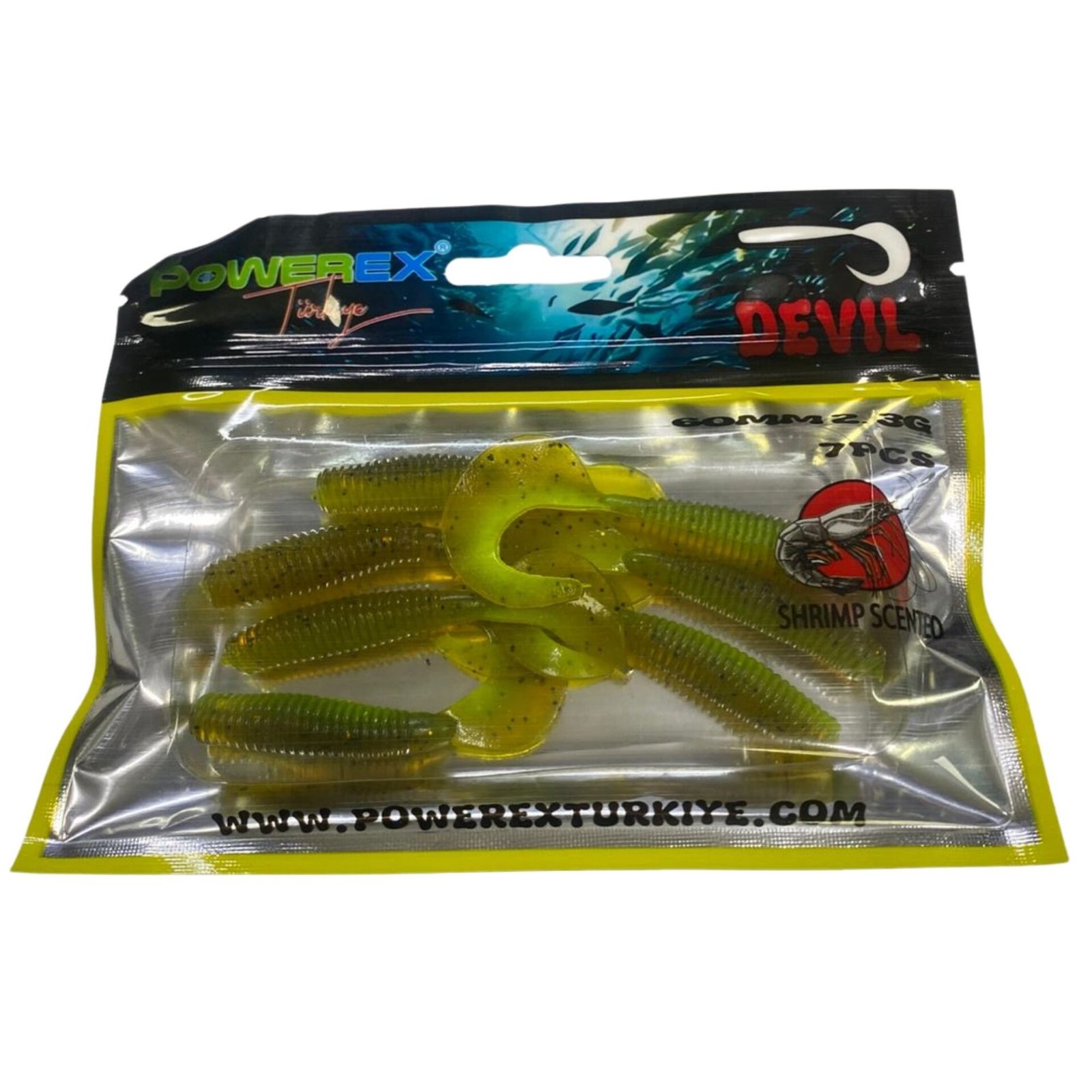 Devil Kurt 60mm 2.3gr Karides Kokulu 7li Paket Suni Yem 8305 görsel 2