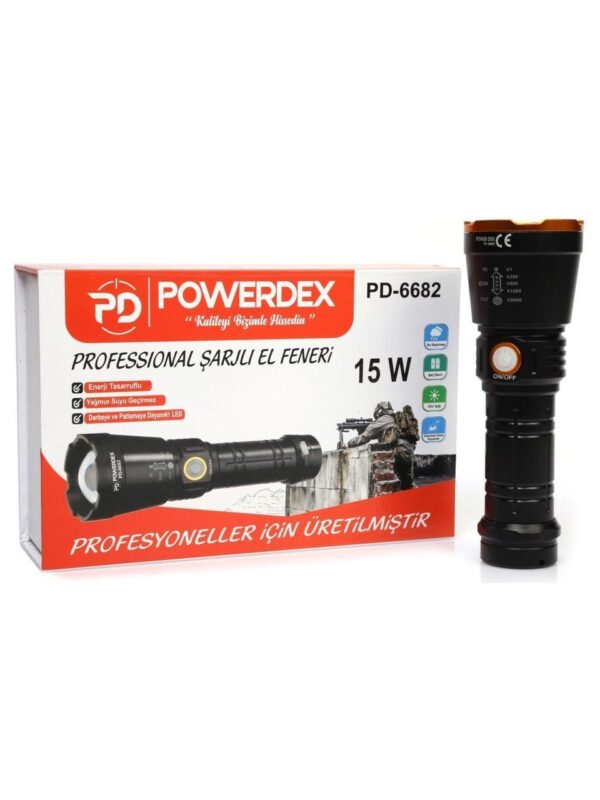 Powerdex PD-6682 15WATT Profesyonel Şarjlı El Feneri