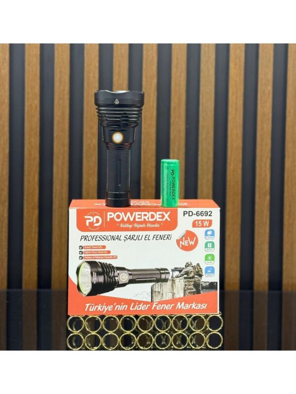 Powerdex PD-6692 15 Watt 1000 Lümen Profesyonel Şarjlı El Feneri