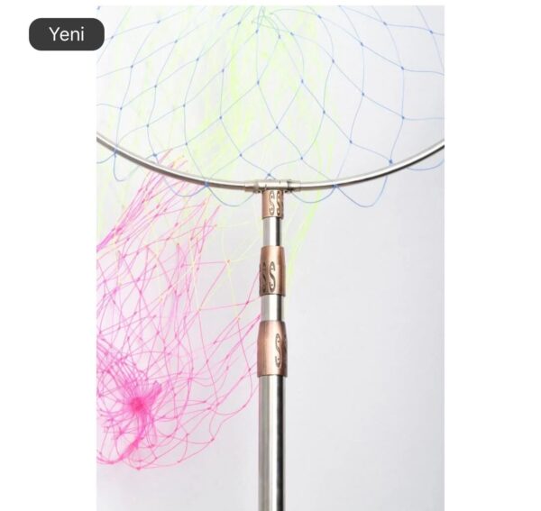 Powerex Paslanmaz Çelik Krom Geniş Göz Misina 50cm.Çap,190cm Sap,Lüks Kepçe